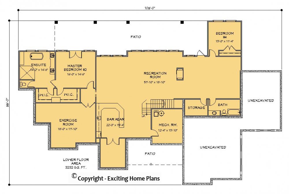 House Plan E1642-10 Lower Floor Plan