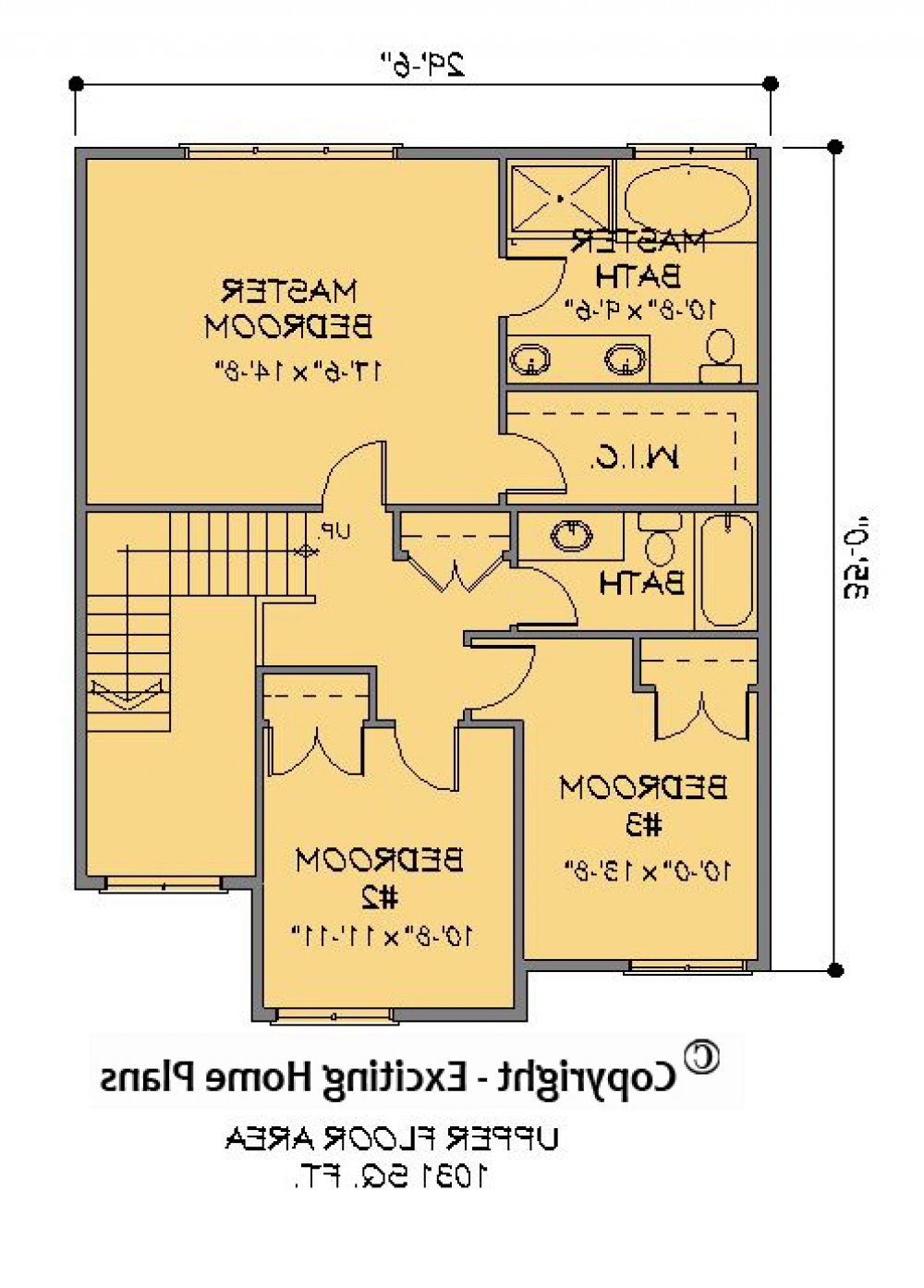 House Plan E1212-10 Upper Floor Plan REVERSE