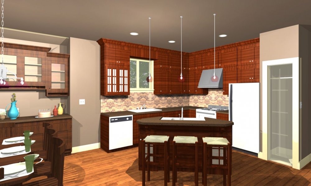 House Plan E1168-10 Interior Kitchen 3D Area