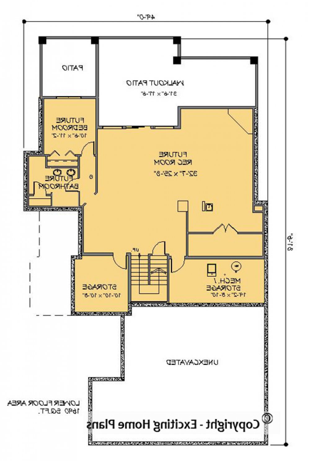 House Plan E1166-10 Lower Floor Plan REVERSE