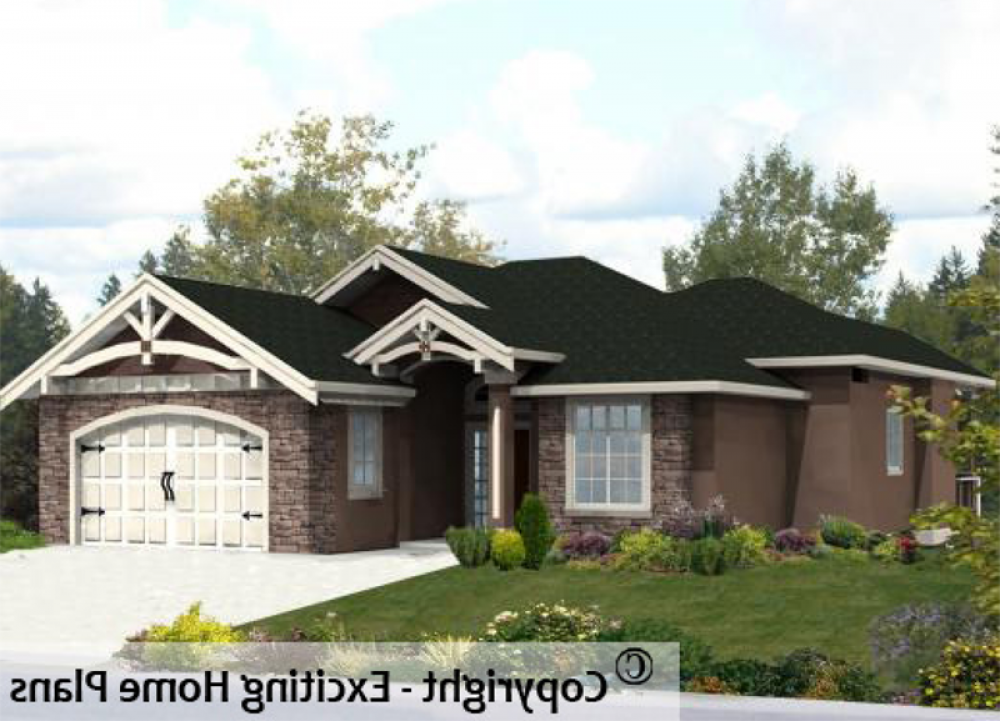 House Plan E1015-10 Exterior 3D View REVERSE