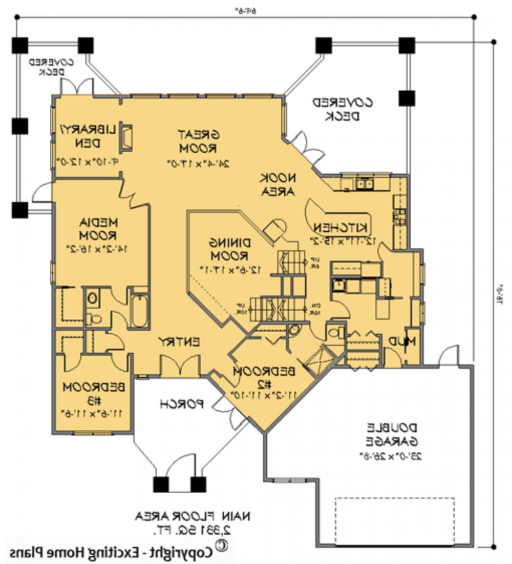 House Plan E1109-10  Main Floor Plan REVERSE