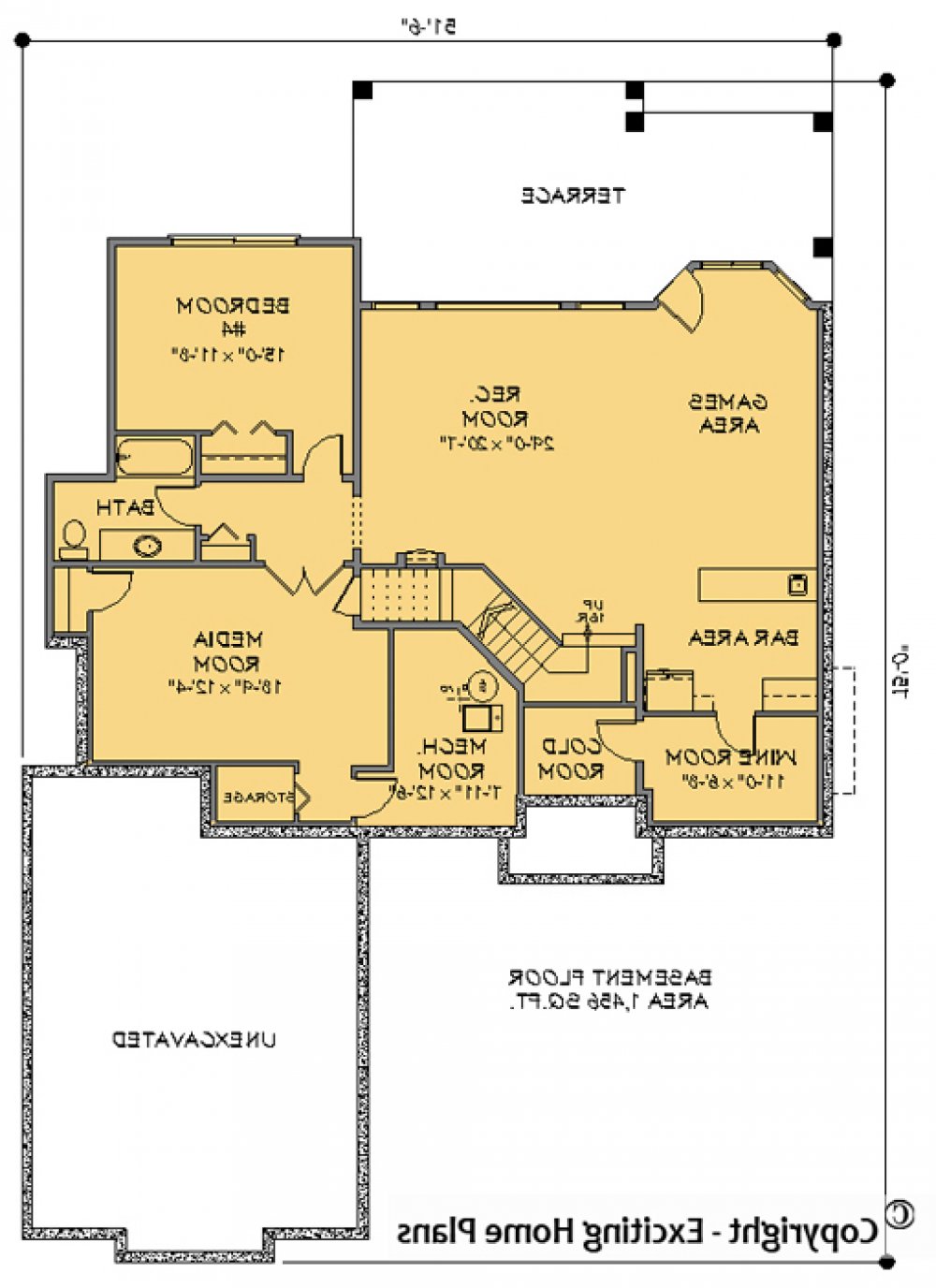 House Plan E1063-10 Lower Floor Plan REVERSE