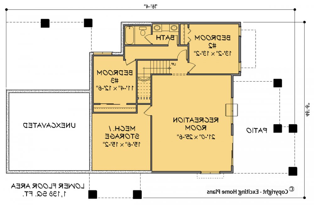House Plan E1411-10 Lower Floor Plan REVERSE
