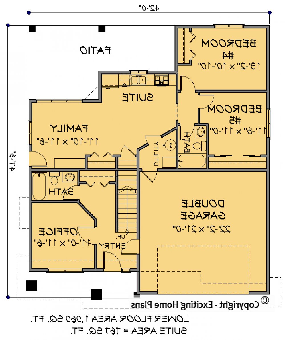 House Plan E1538-10 Lower Floor Plan REVERSE