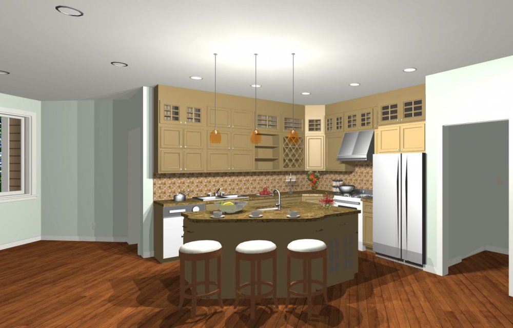House Plan E1191-10 Interior Kitchen 3D Area