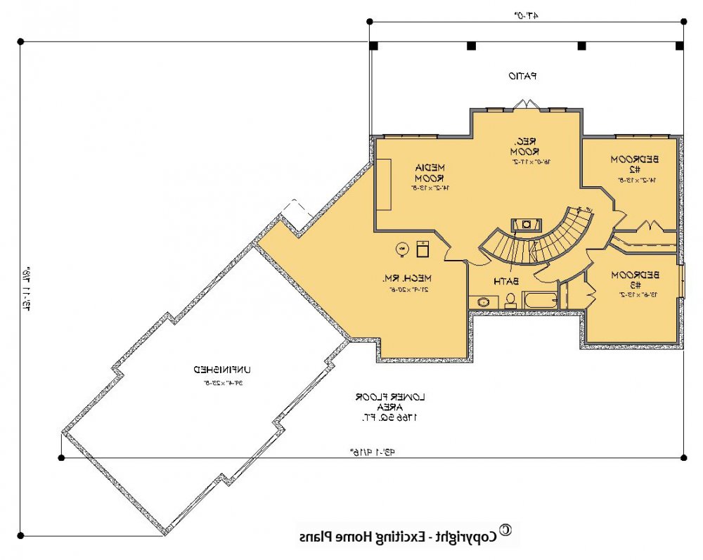 House Plan E1241-10  Lower Floor Plan REVERSE