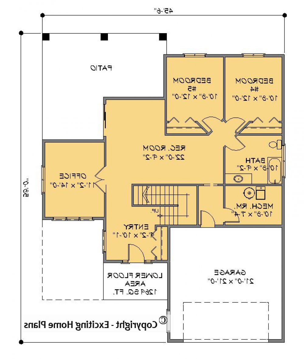 House Plan E1644-10 Lower Floor Plan REVERSE