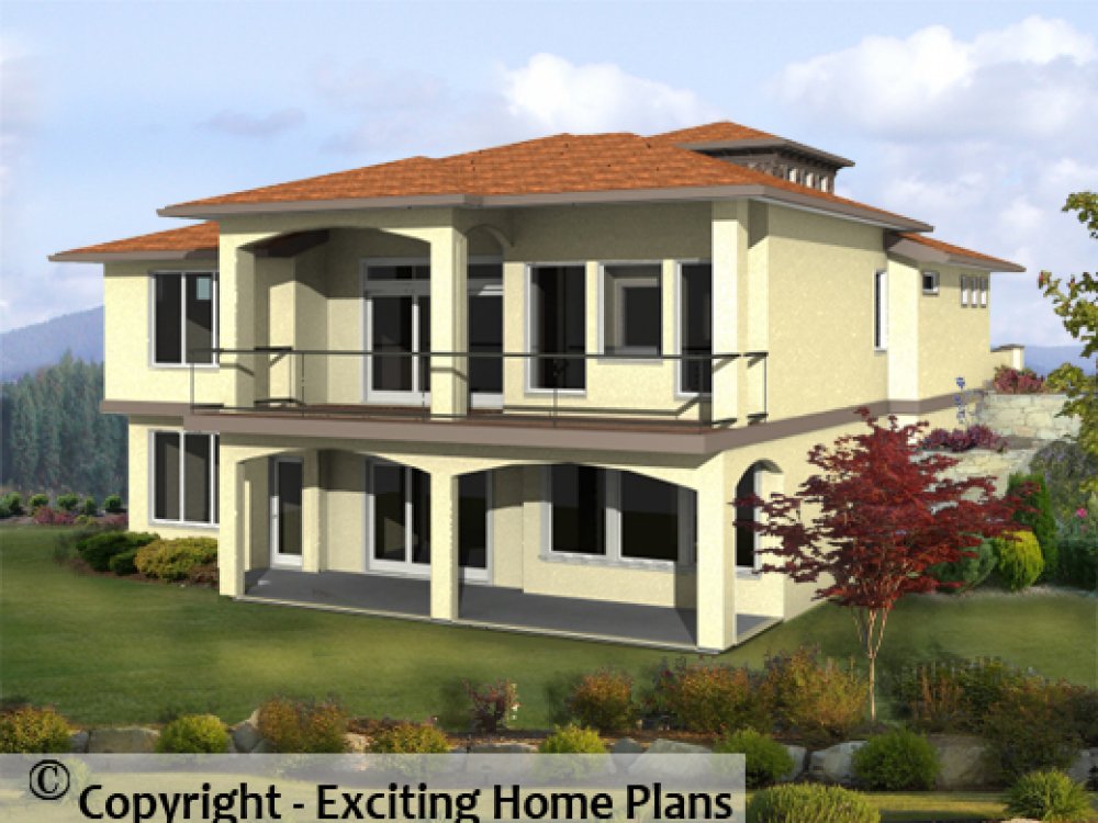 House Plan E1173-10 Rear 3D View