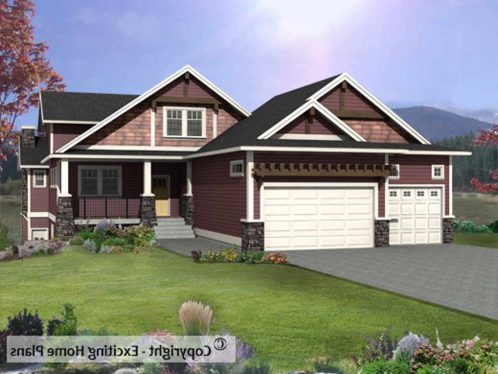 House Plan E1323-10 Exterior 3D View REVERSE
