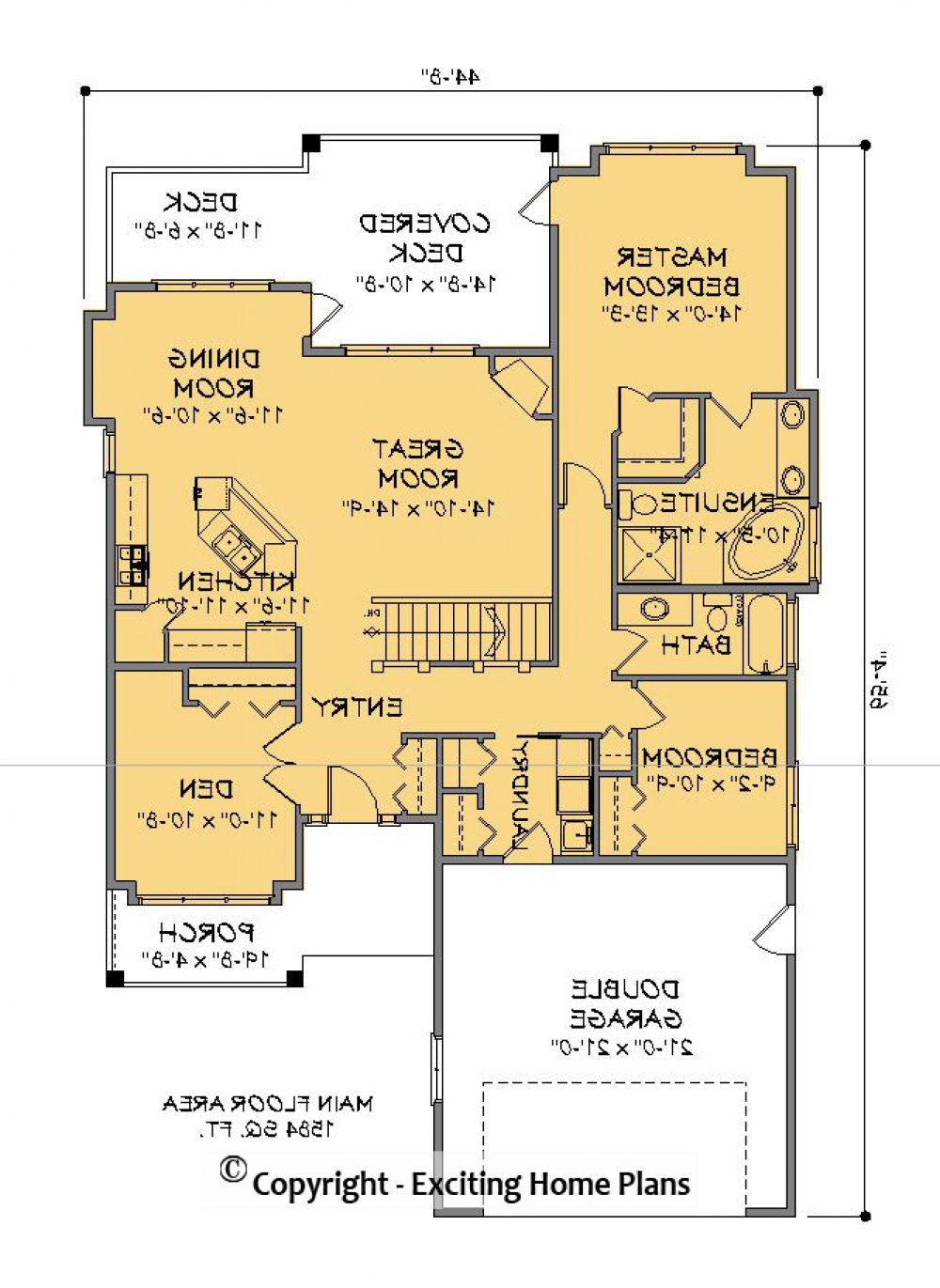 House Plan E1576-10 Main Floor Plan REVERSE