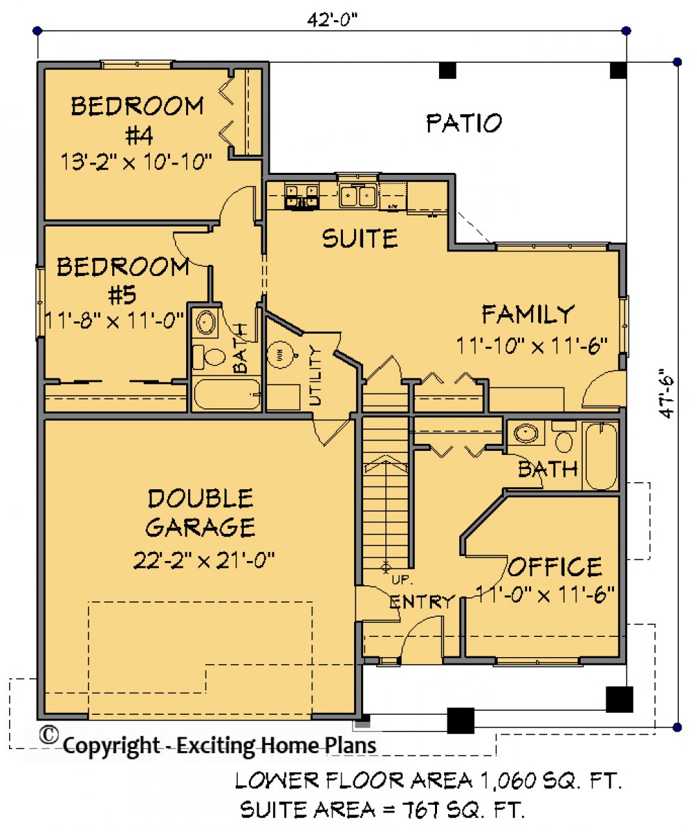House Plan E1538-10 Lower Floor Plan
