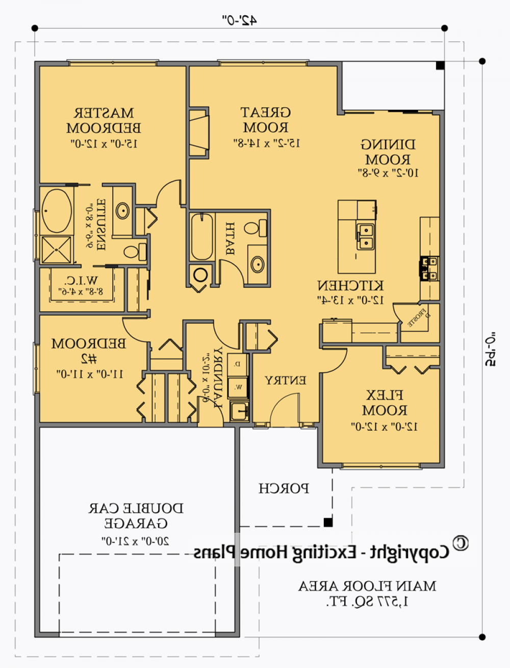 House Plan E1055-10 Main Floor Plan REVERSE