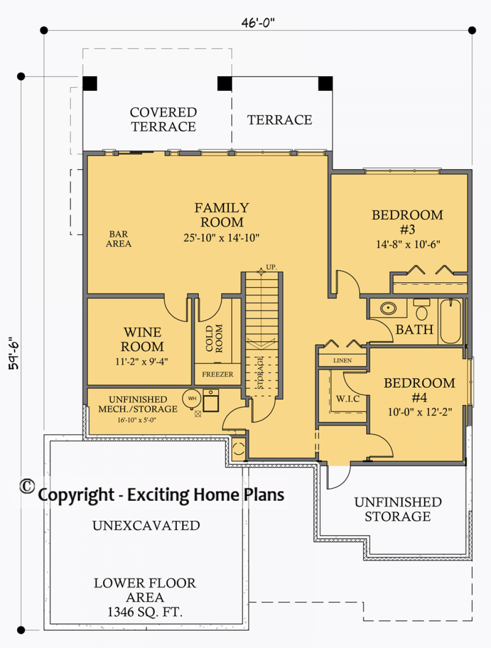 House Plan E1048-10 Lower Floor Plan