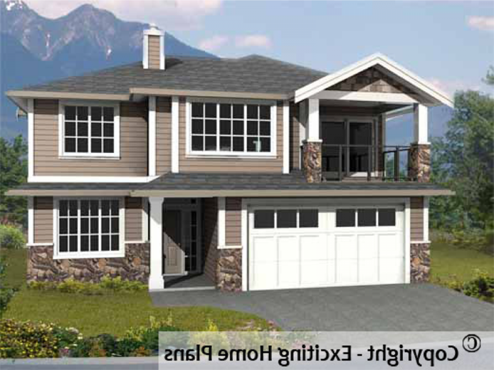 House Plan E1035-10 Exterior 3D View REVERSE