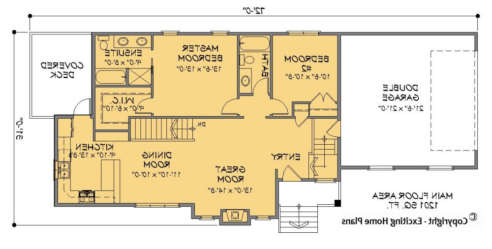 House Plan E1514-10  Main Floor Plan REVERSE