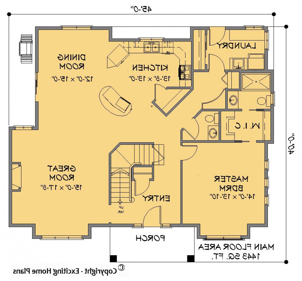 House Plan E1288-10 Main Floor Plan REVERSE