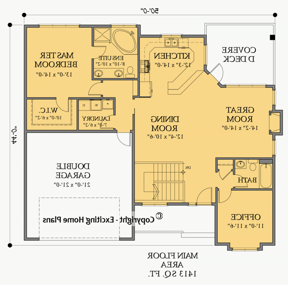 House Plan E1387-10 Main Floor Plan REVERSE