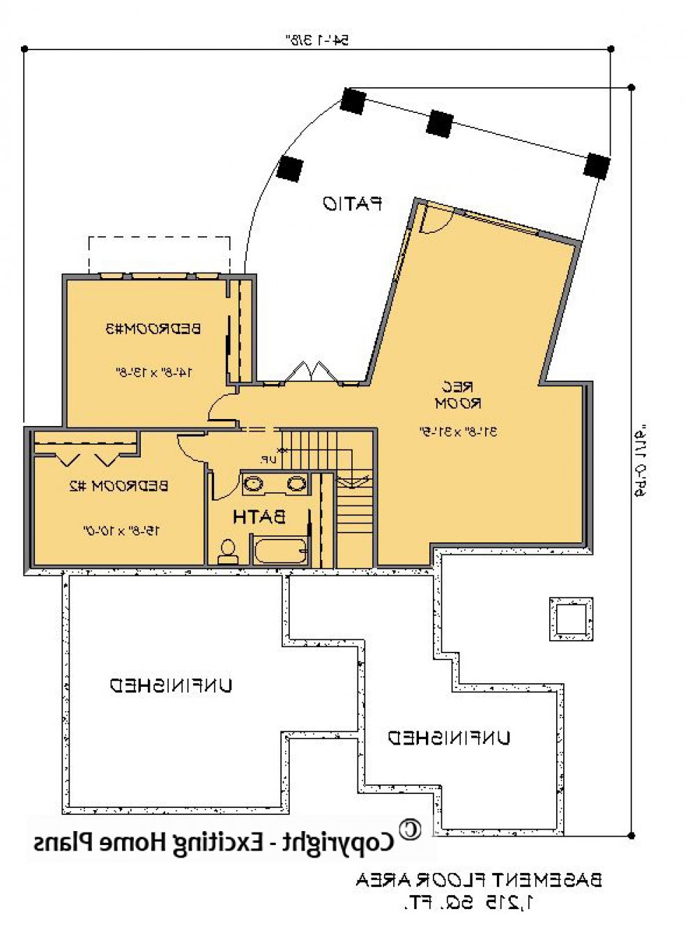 House Plan E1407-10 Lower Floor Plan REVERSE