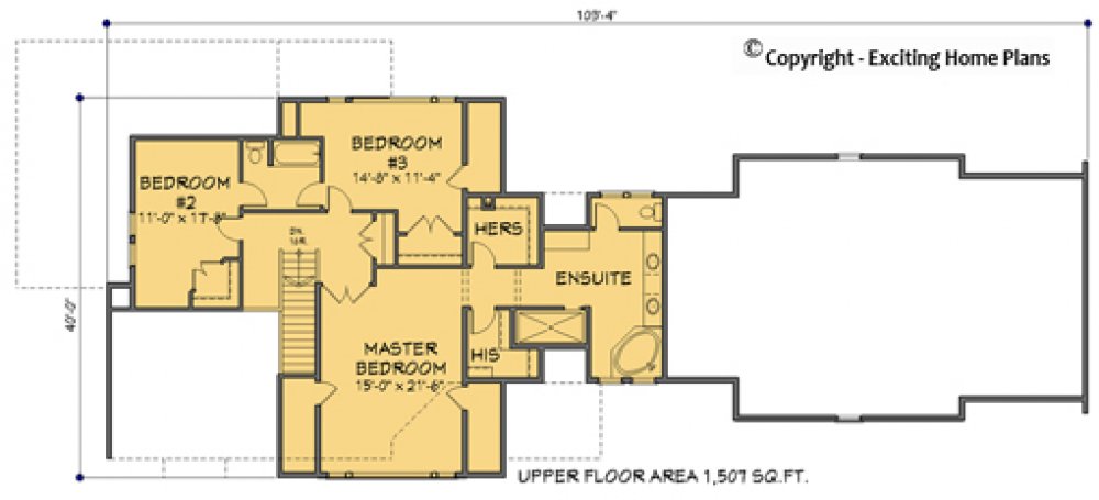 House Plan E1101-10 Upper Floor Plan