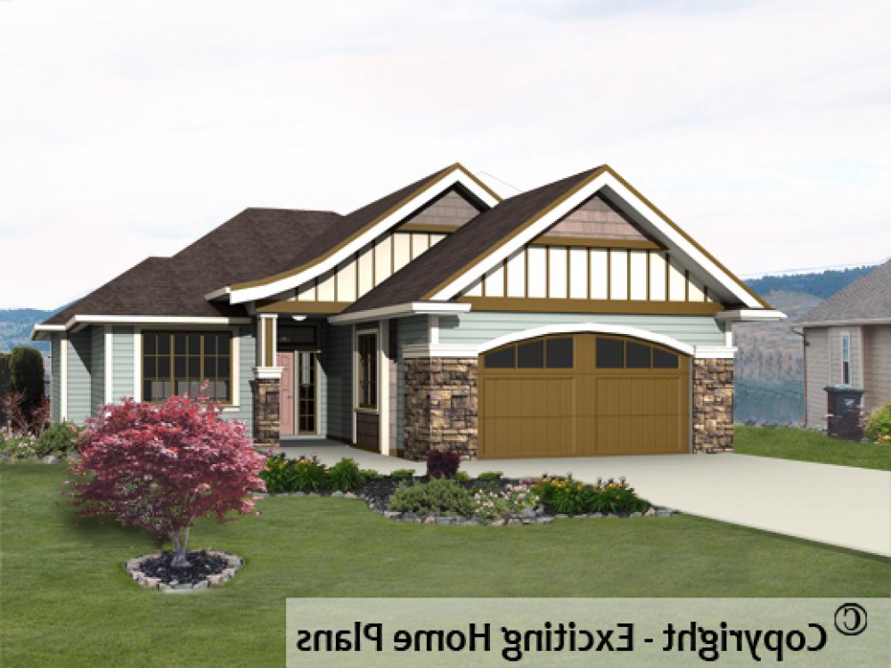 House Plan E1059-10 Exterior 3D View REVERSE