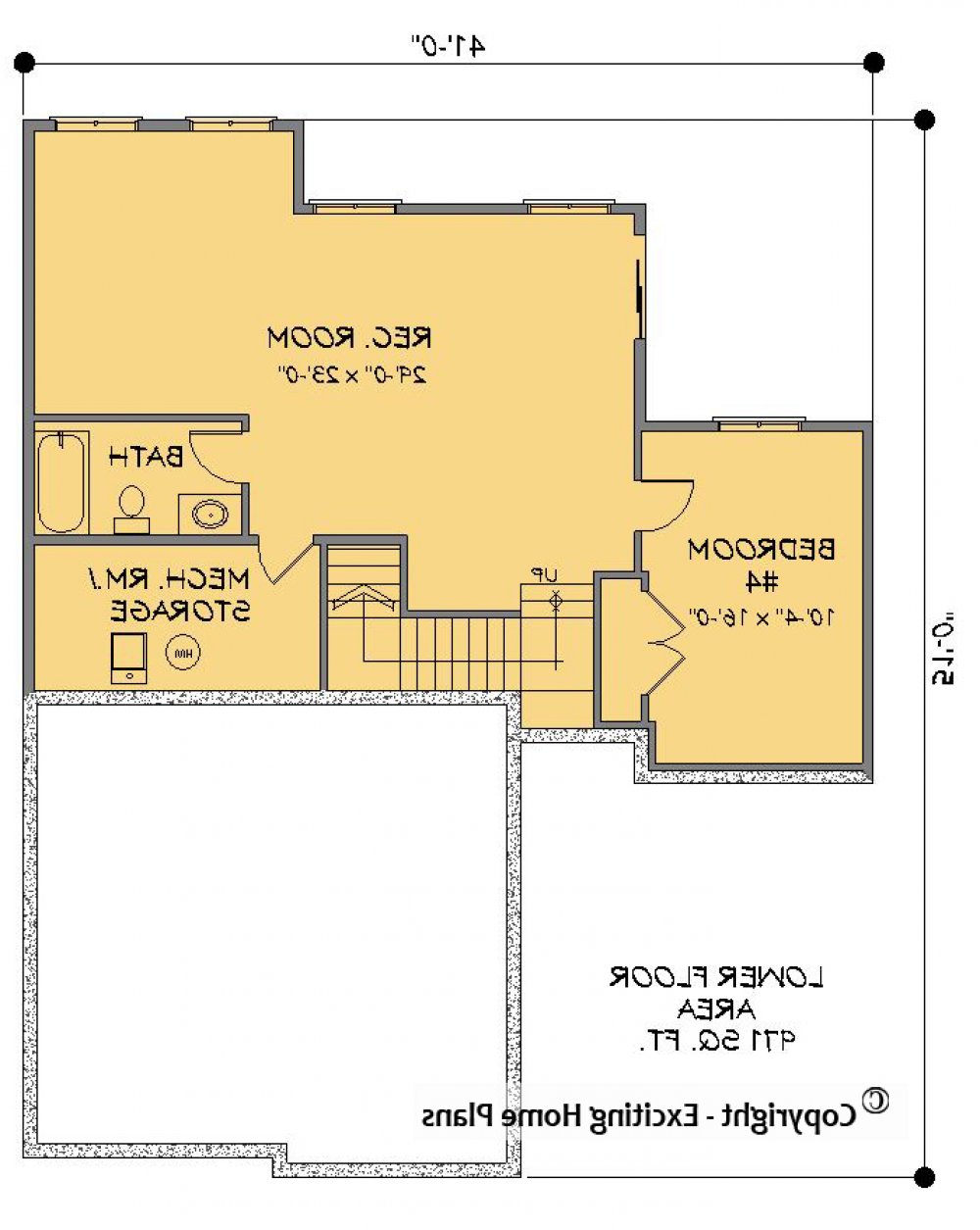 House Plan E1456-10 Lower Floor Plan REVERSE