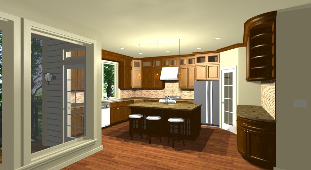 House Plan E1198-10 Interior Kitchen 3D Area