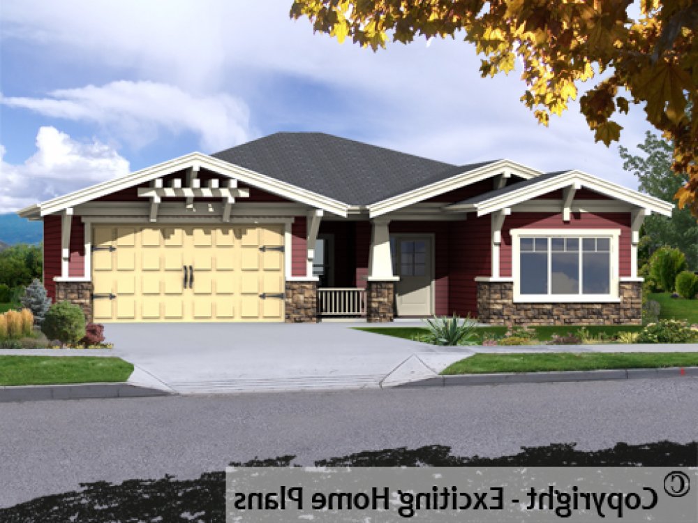 House Plan E1561-10 Front 3D View REVERSE