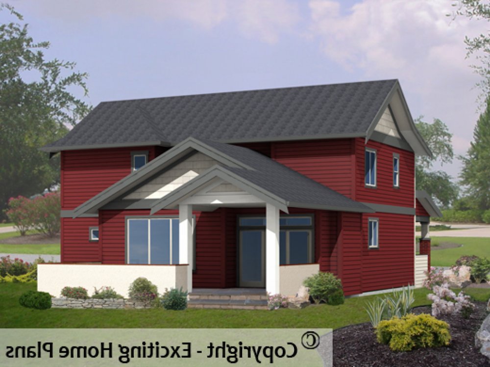 House Plan E1204-10 Rear 3D View REVERSE
