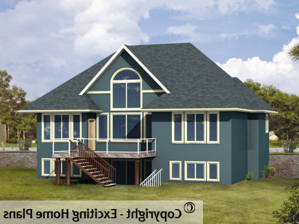 House Plan E1237-10 Rear 3D View REVERSE