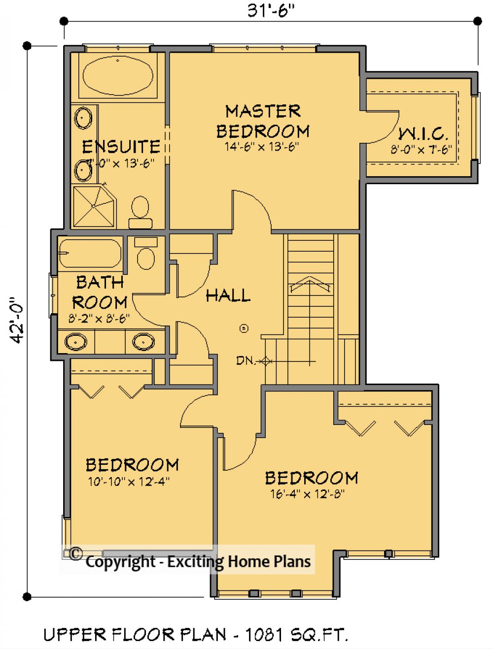 House Plan E1619-10 Upper Floor Plan
