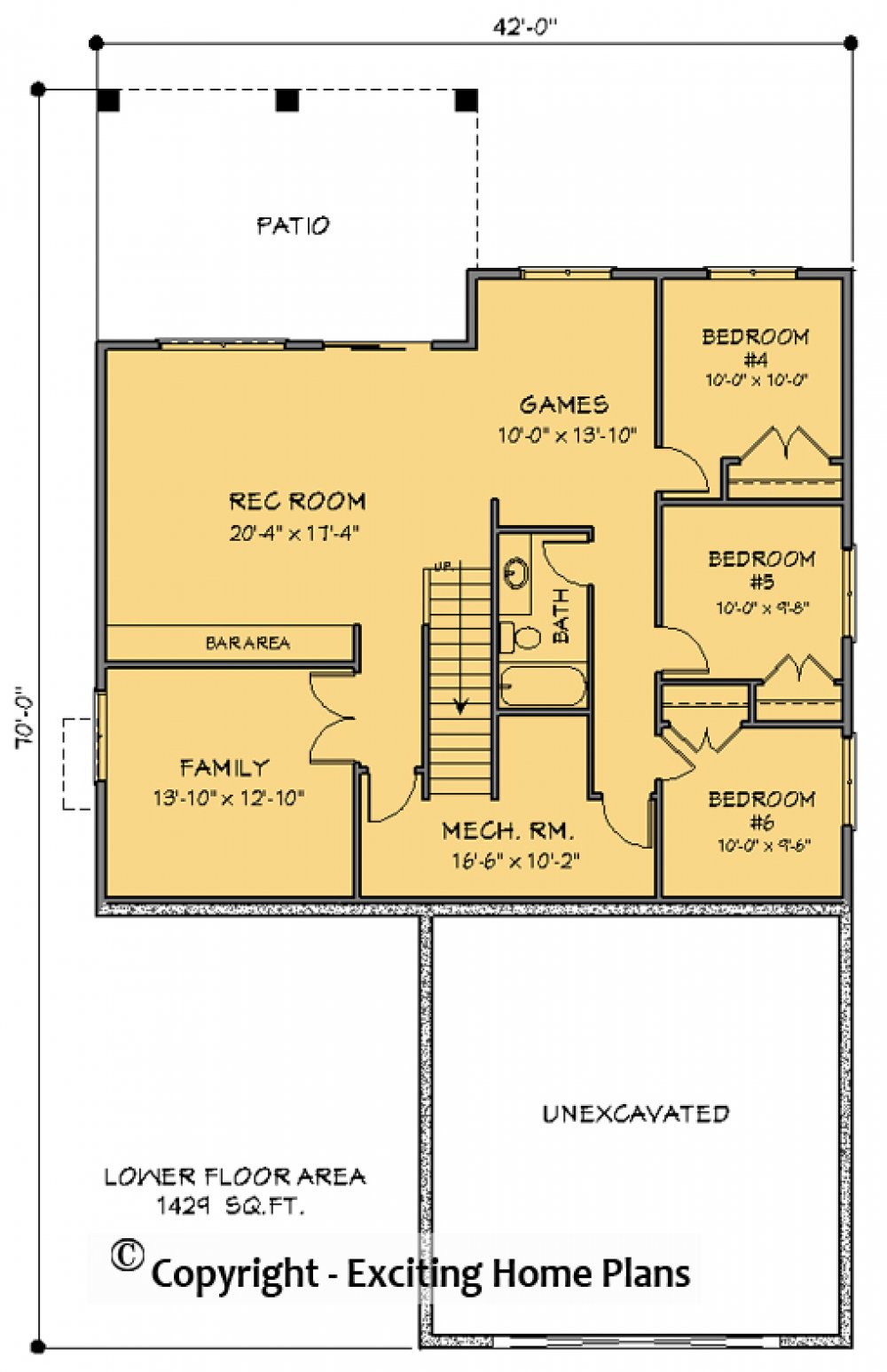House Plan E1741-10 Lower Floor Plan