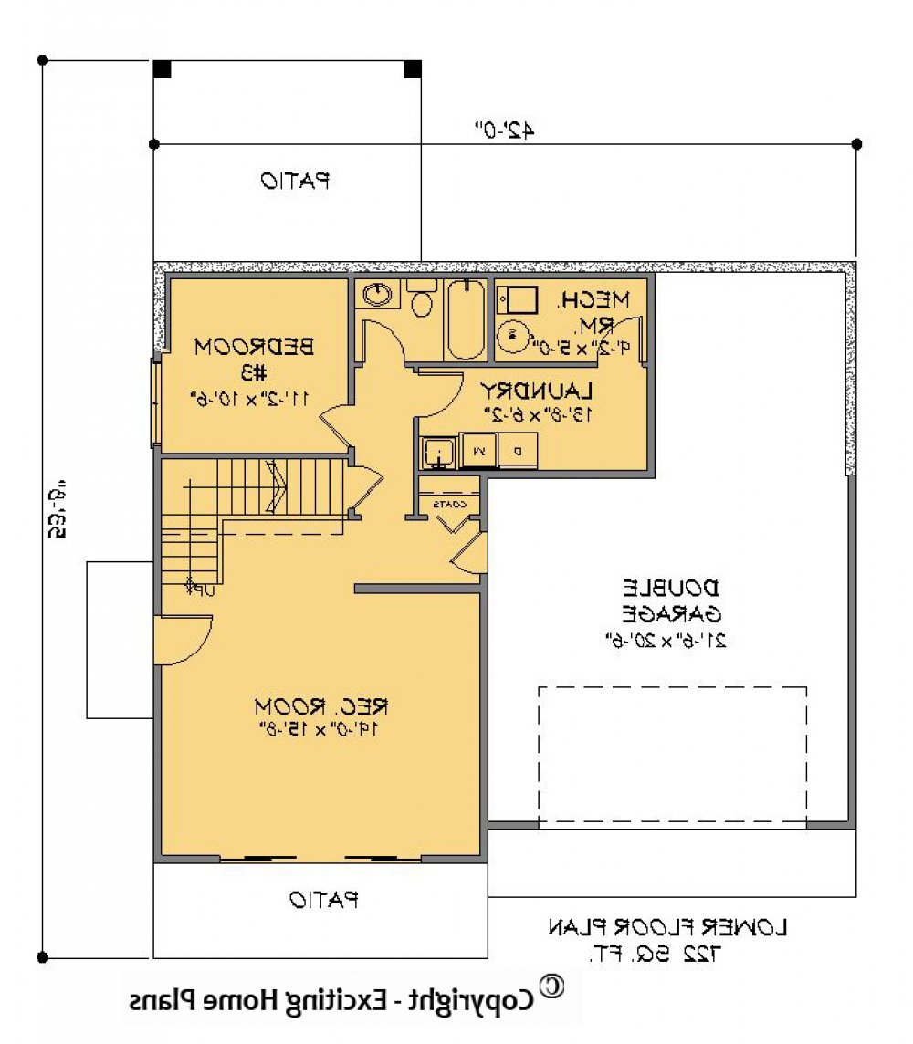 House Plan E1208-10 Lower Floor Plan REVERSE