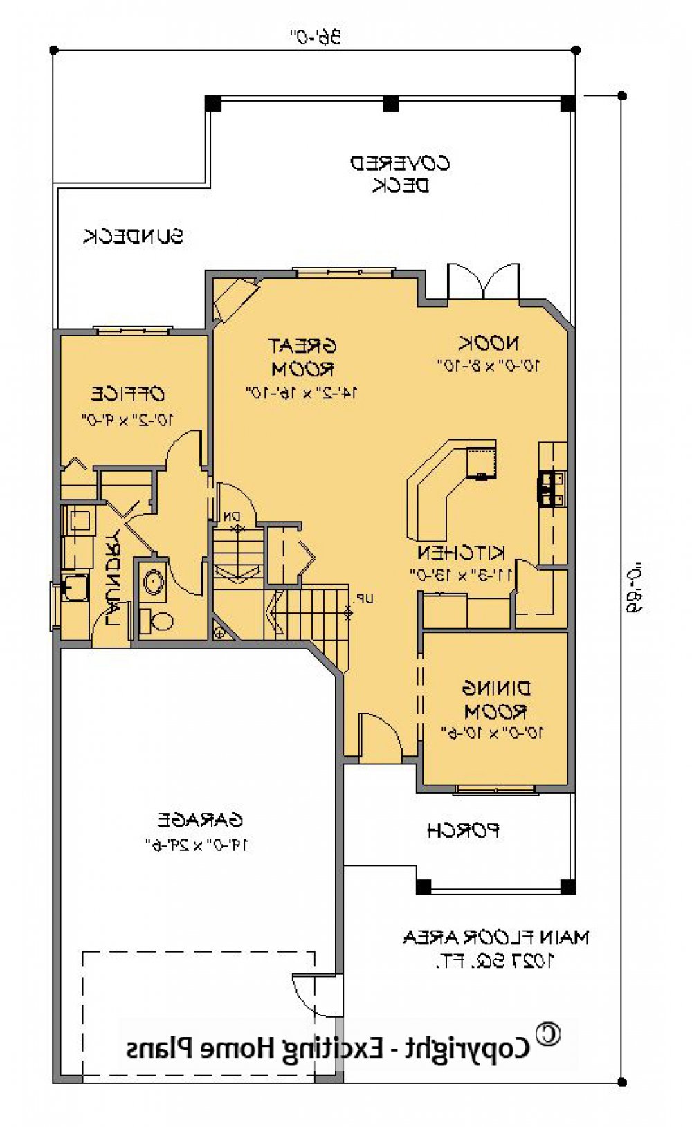 House Plan E1187-10  Main Floor Plan REVERSE
