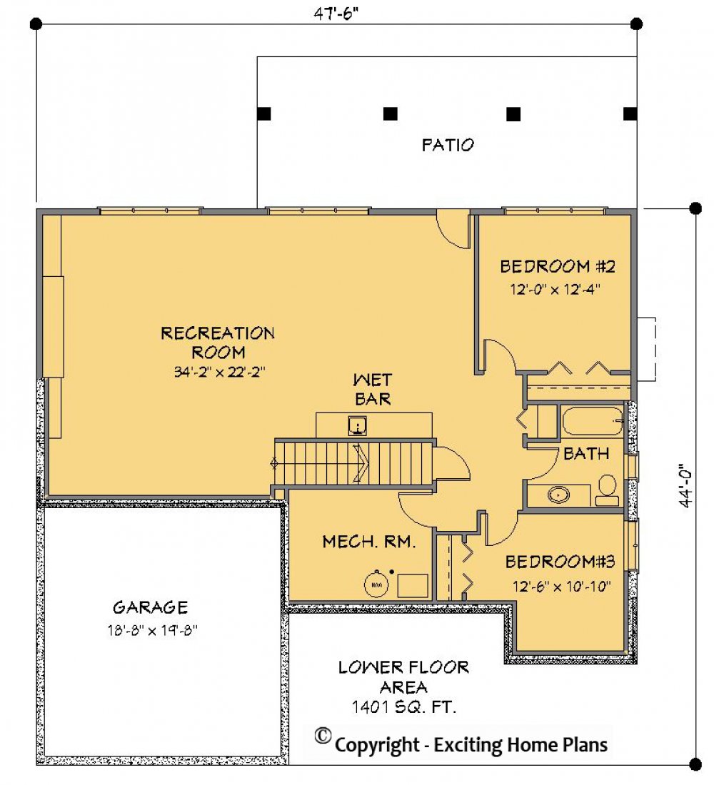 House Plan E1197-10  Lower Floor Plan