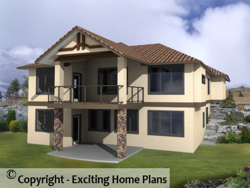 House Plan E1140-10 Rear 3D View