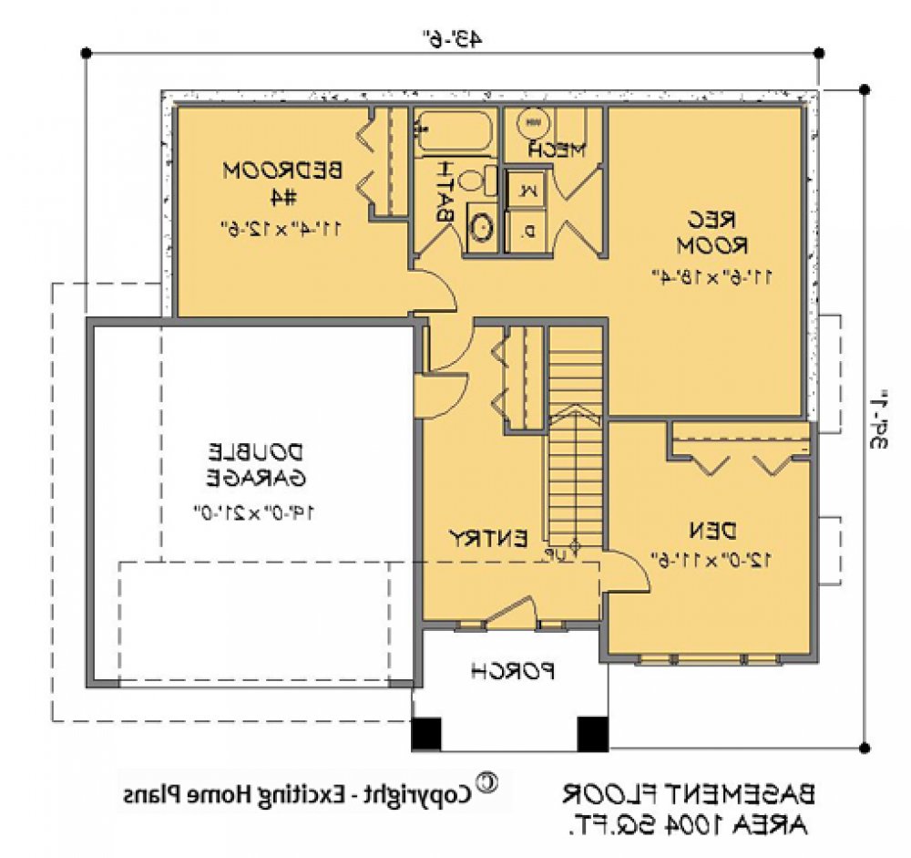 House Plan E1146-10  Lower Floor Plan REVERSE