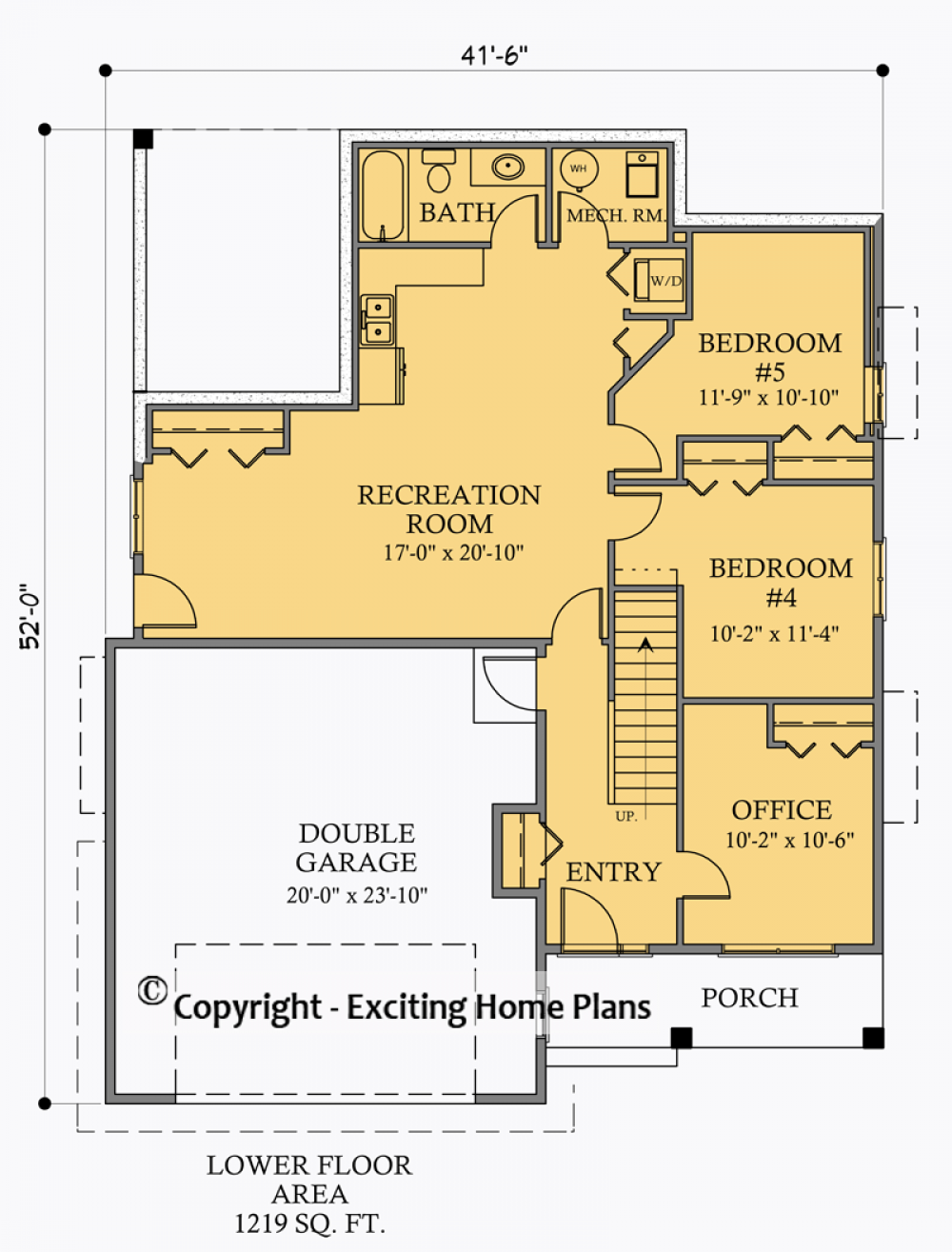 House Plan E1686-12M Lower Floor Plan