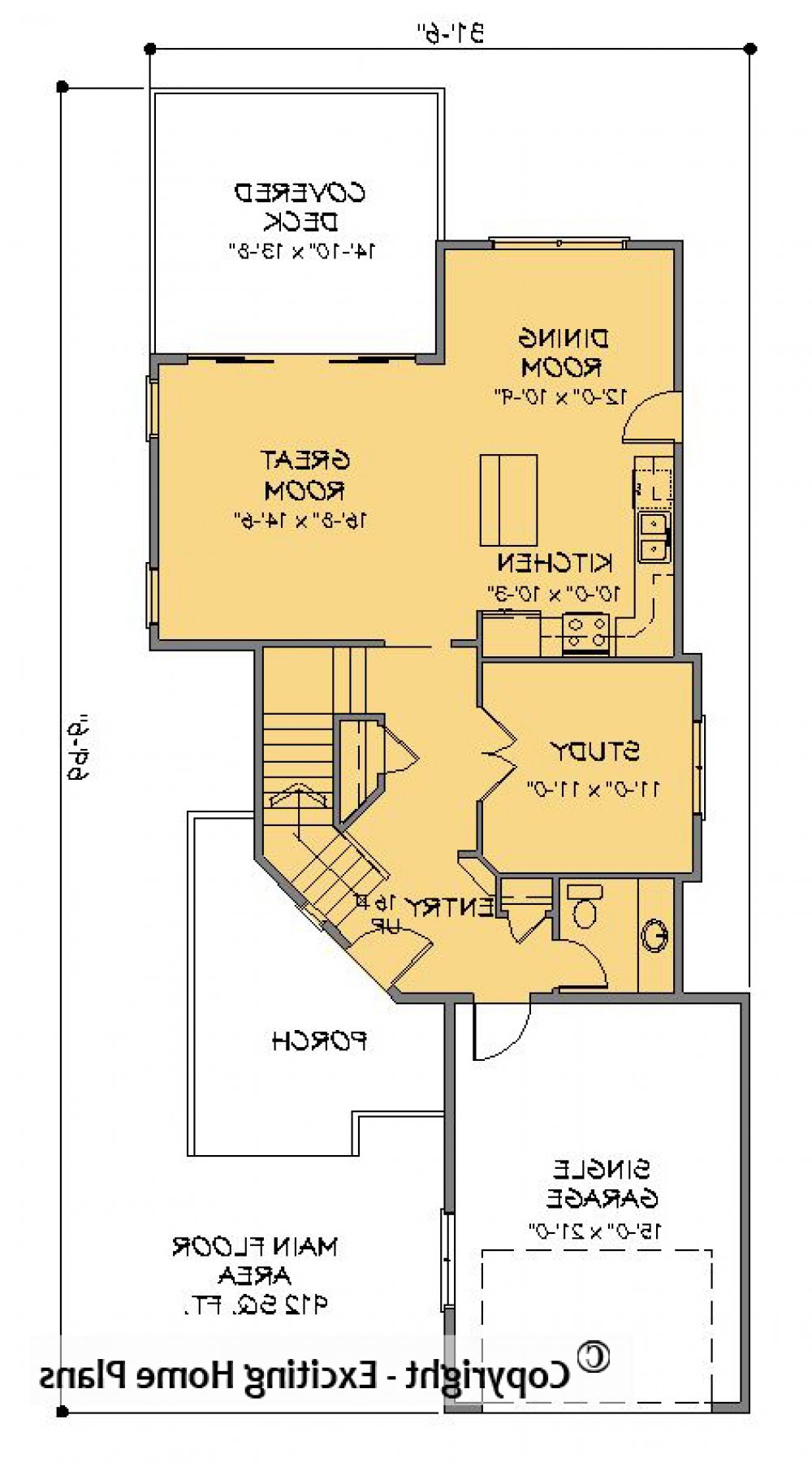 House Plan E1279-10 Main Floor Plan REVERSE