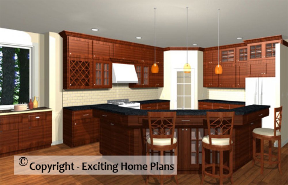 House Plan E1066-10  Interior Kitchen 3D Area