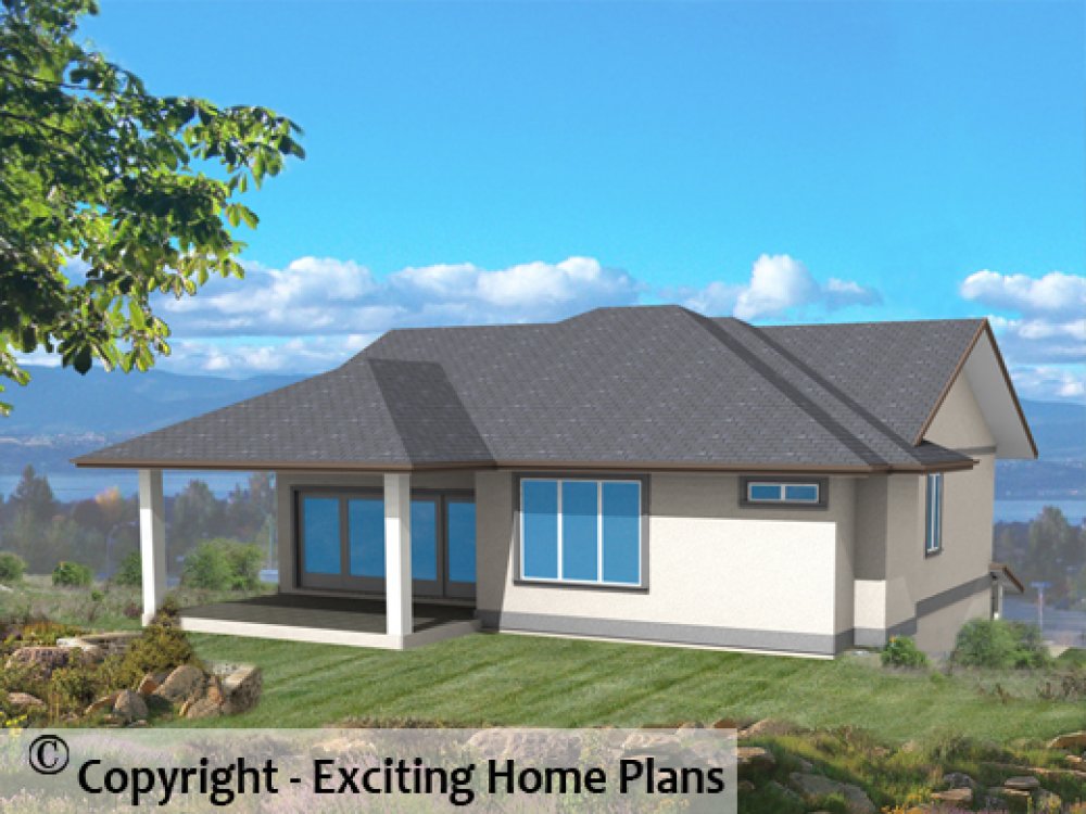 House Plan E1335-10 Rear 3D View