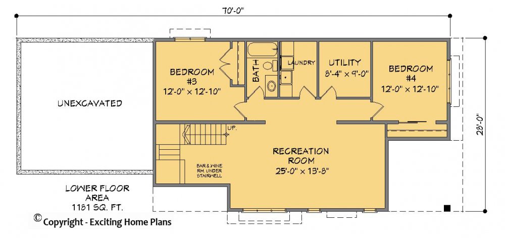 House Plan E1485-10 Lower Floor Plan