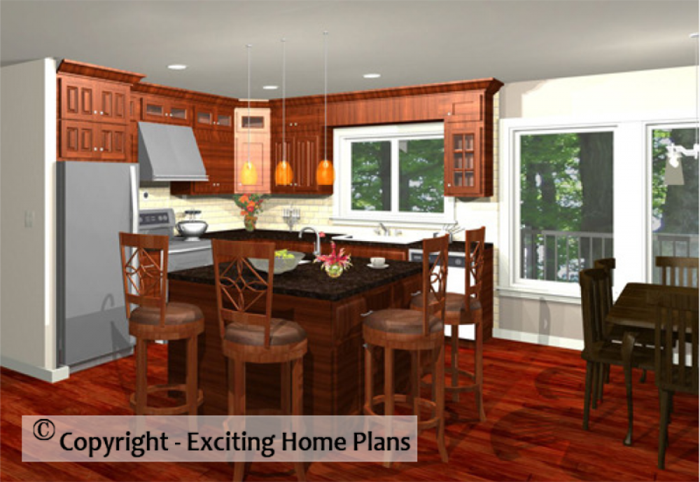 House Plan E1045-10 Interior Kitchen 3D Area