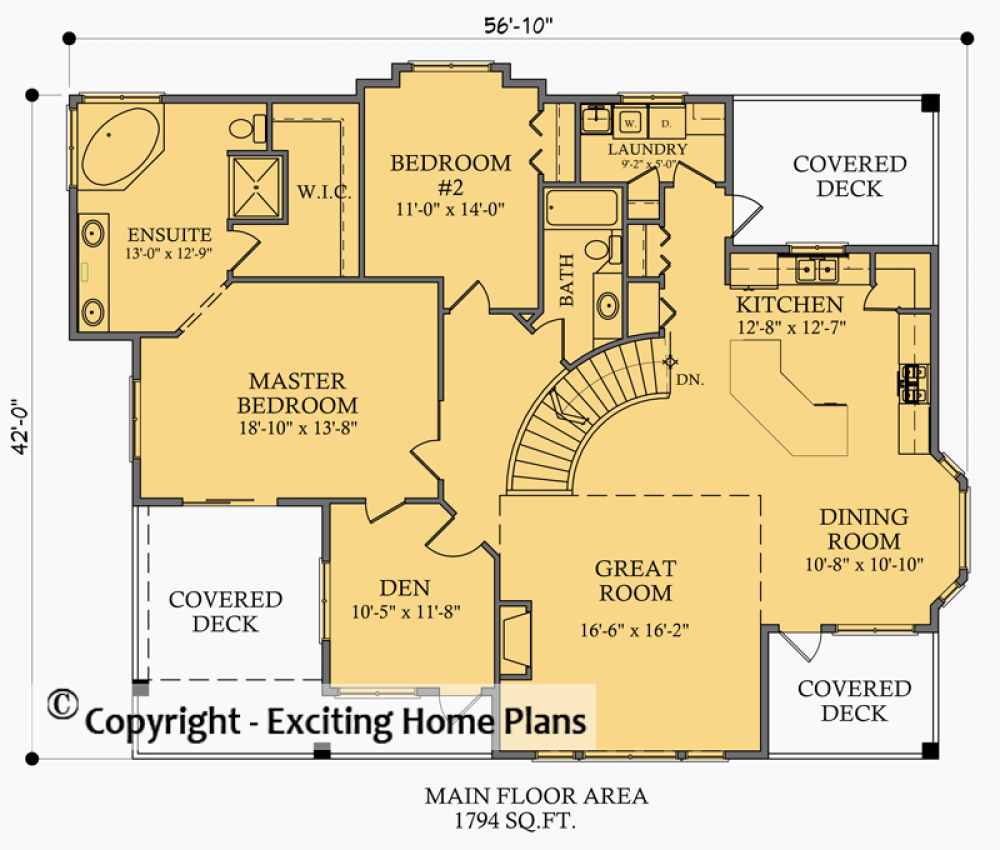 House Plan E1013-10 Lower Floor Plan