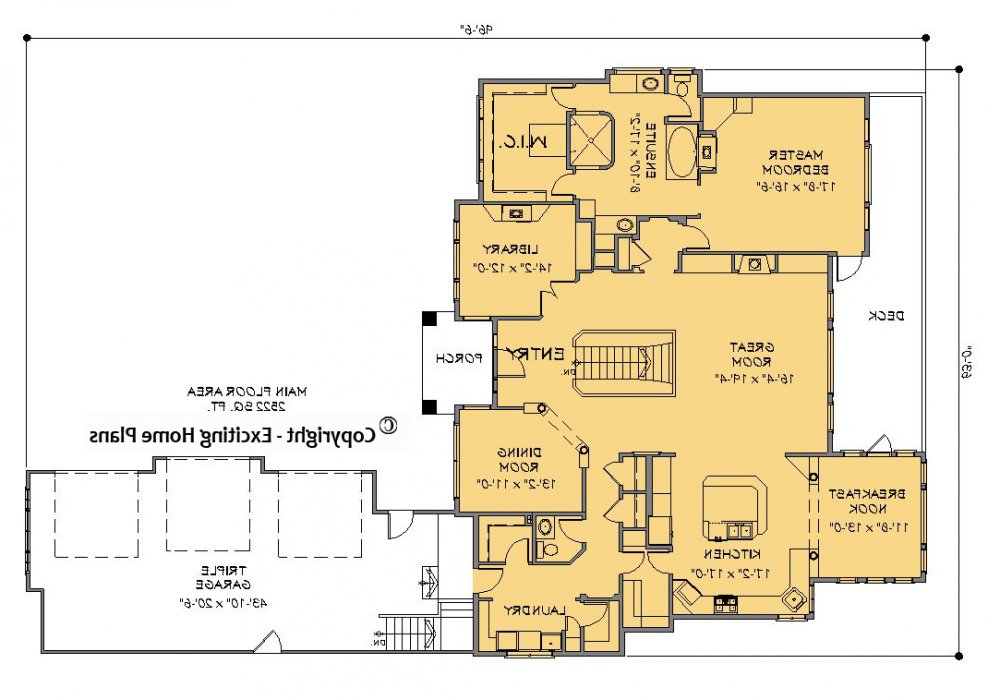 House Plan E1348-10  Main Floor Plan REVERSE