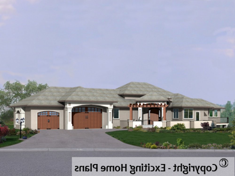 House Plan E1729-10 Front 3D View REVERSE