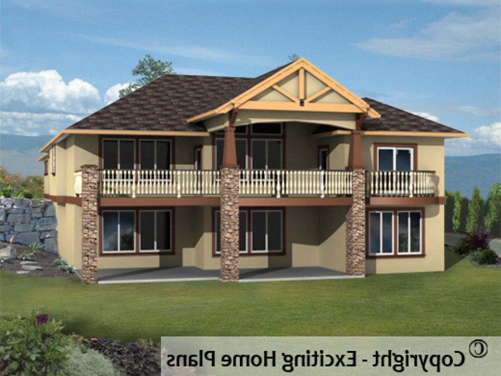 House Plan E1171-10 Rear 3D View REVERSE