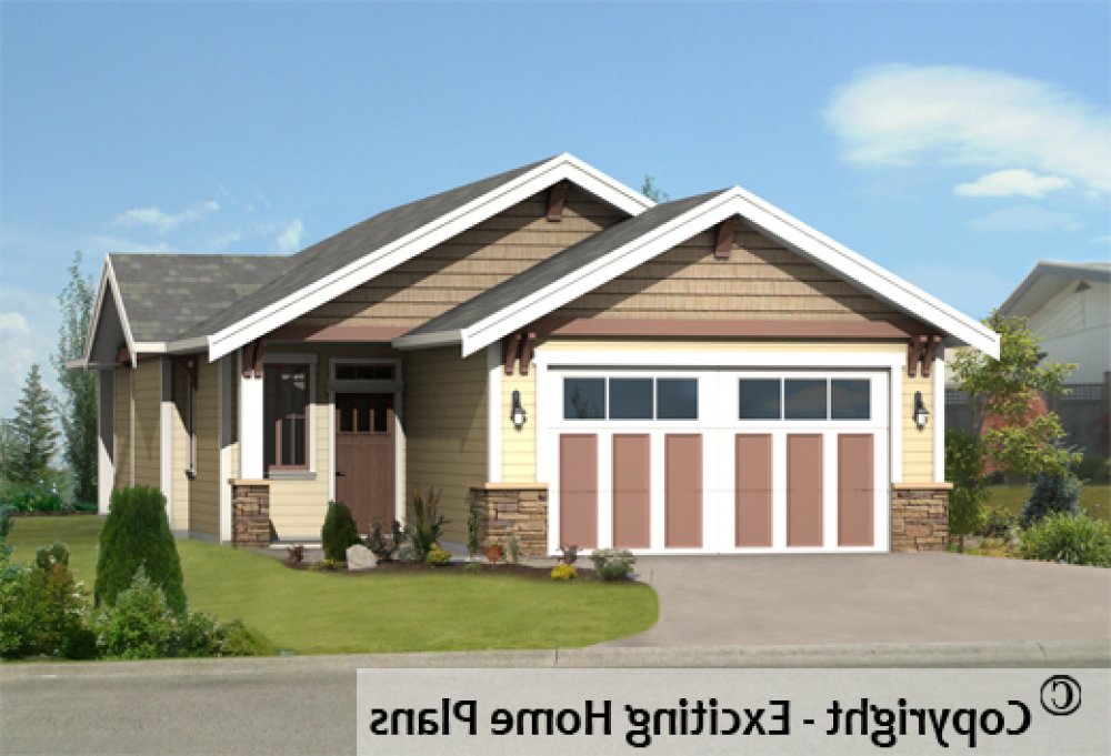 House Plan E1480-10 Front 3D View REVERSE