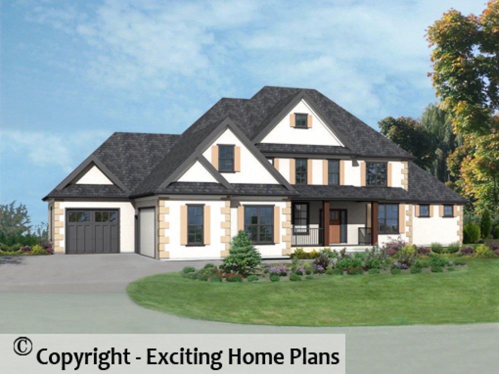 House Plan E1500-10 Front 3D View