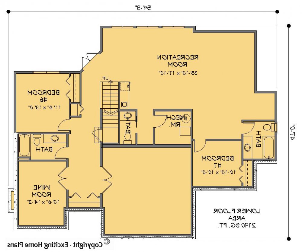 House Plan E1311-10  Lower Floor Plan REVERSE